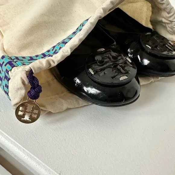 Tory Burch❤️ Flats Black Patent Leather-With Dust Bag - Picture 4 of 12